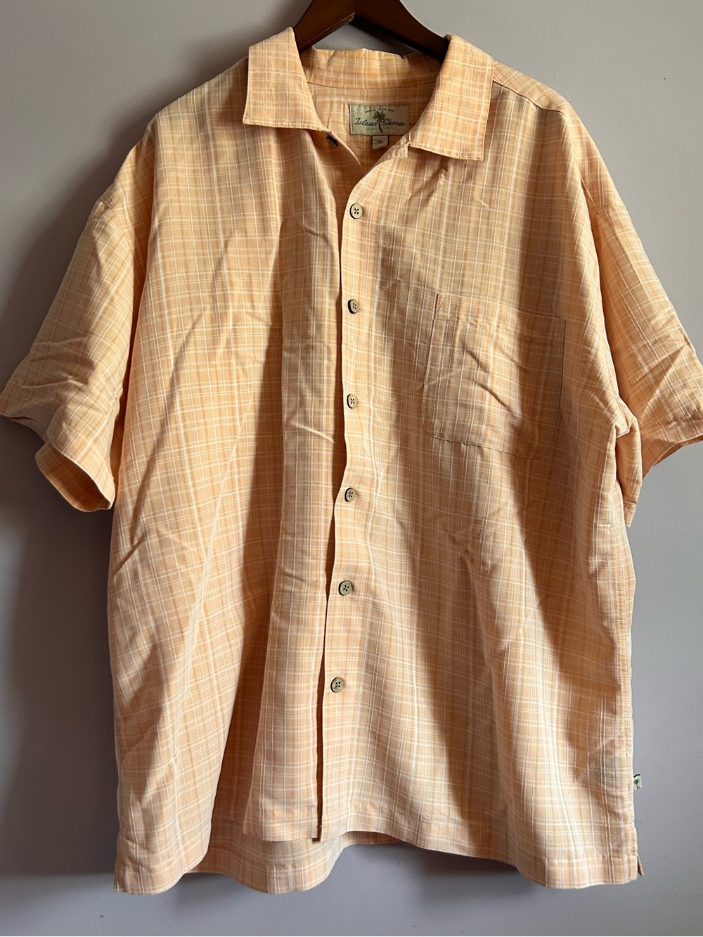 Island Shores Short Sleeve Plaid Button Down Camp Shirt Size XXL